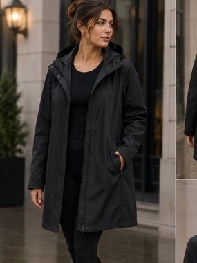 Gorpcore Minimalist Hooded Raincoat Trench Jacket Size L